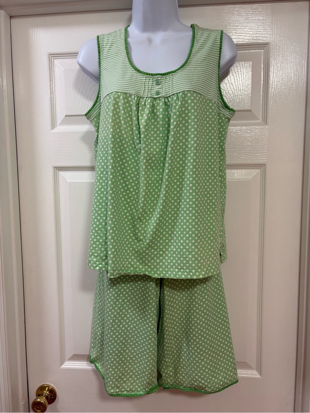 Sleep sense polka dot and stripe cotton PJs, comfort elastic waistband